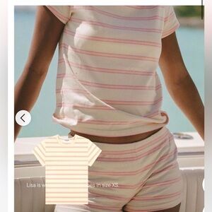 Parke Summerland Yellow/ Pink Striped tee Size Small